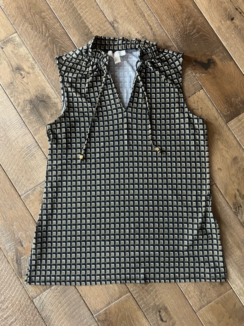 MICHAEL Geometric Tie-Neck Sleeveless Camisole